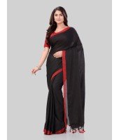 DESH BIDESH Women`s Handloom Pure Cotton Saree Abhiprithi Royal Design Without Blouse Piece(Black)